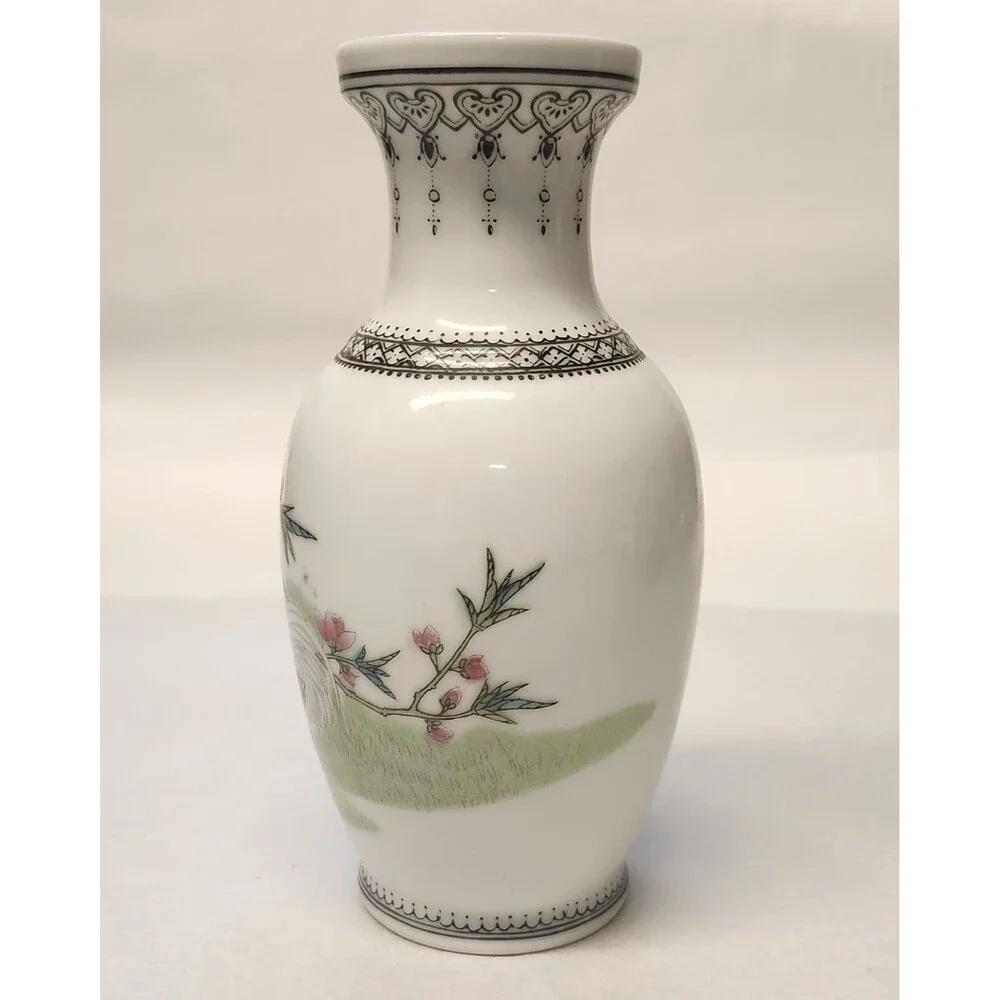 Vintage Chinese Vase Chicken Zhongguo Jingdezhen Zhi Porcelain Enamel Glaze 6